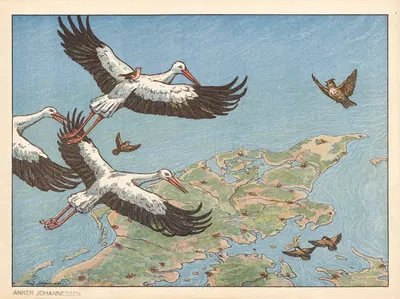 Stork, stork langeben… hjemkomst til Danmark by Пуль Кристиан Йоргенсен, 1925 — digital art print download