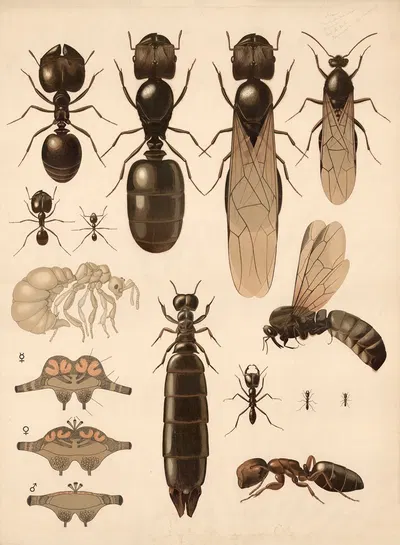 The diversity of ants by Valentin Haecker, 1900 — digital art print download