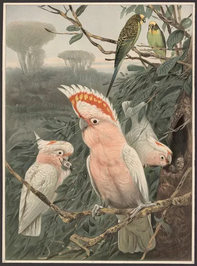 Pink cockatoo by Wilhelm Kuhnert, 1890 — digital art print download