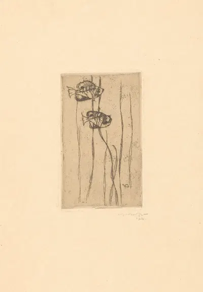 Two fish in an aquarium by Тинус ван Дорн, 1912 — digital art print download