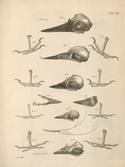 Stemmata avivm (Bird Genealogy) Pl.05 by Якоб Теодор Кляйн, 1759 — digital art print download