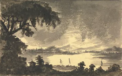 Река Форт с городом и замком Стерлинг вдали by Уильям Гилпин, 1780 — digital art print download