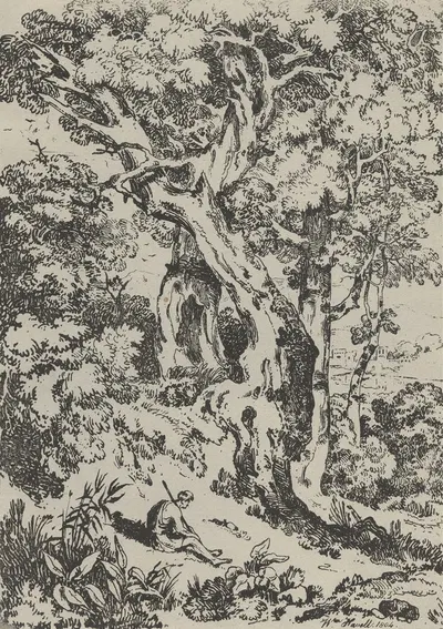 Landscape with a Seated Shepherd by Уильям Хавелл, 1804 — digital art print download