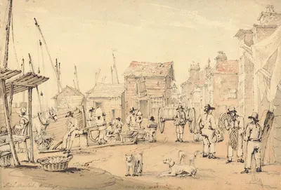 Fish Market, Hastings by Уильям Генри Харриот, 1824 — digital art print download