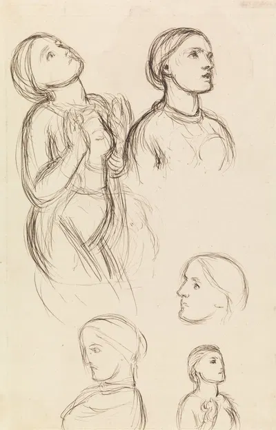 Studies of Edith Holman Hunt by William Holman Hunt — digital art print download