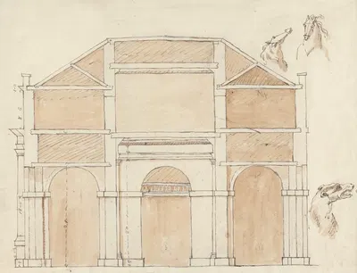 King's Mews, Charing Cross, London: Section by William Kent, 1731 — digital art print download