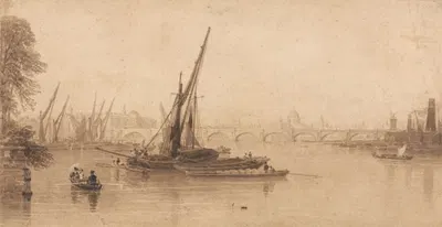 Waterloo Bridge from the Garden of M. A. Taylor, Esq. by Уильям Парротт — digital art print download