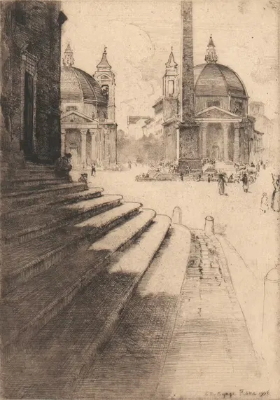 Пьяцца дель Пополо, Рим by Эдвард Миллингтон Синдж, 1905 — digital art print download