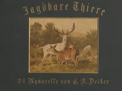 Jagdbare Thiere - Title page by Карл Фридрих Дейкер, 1875 — digital art print download