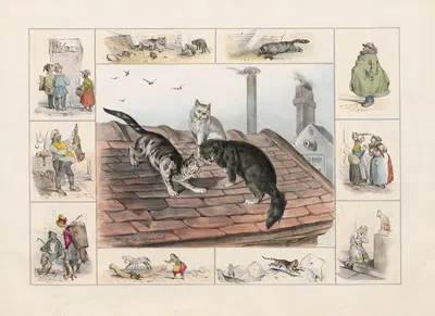 The Cat by Ch. Hucklenbroich, 1842 — digital art print download