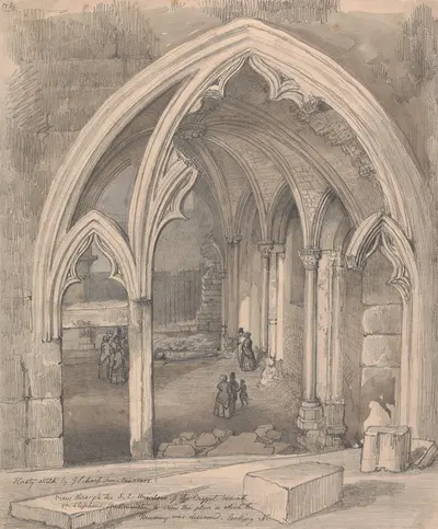 View through the South East Window of the Crypt beneath St Stephen's, Westminster by Джордж Иоганн Шарф, 1852 — digital art…