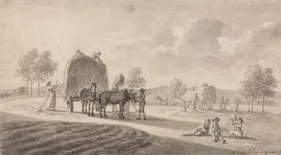 Haymaking by Hendrik Willem Schweickhardt — digital art print download