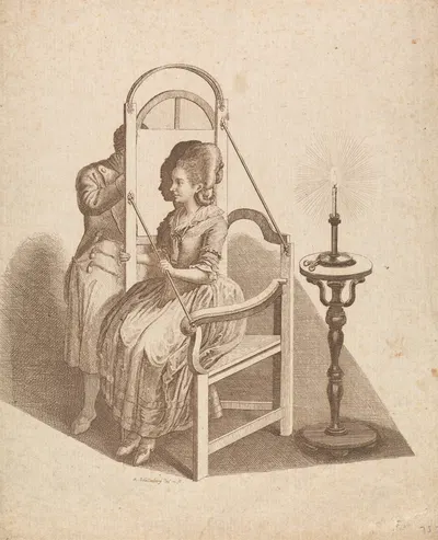 Artist Drawing a Woman's Silhouette by Johann Rudolph Schellenberg — digital art print download
