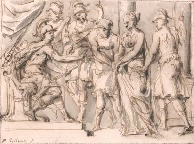 Sketch for 'The Continence of Scipio' by John Michael Rysbrack — digital art print download