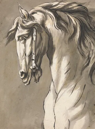 Study of a Horse's Head by John Michael Rysbrack — digital art print download