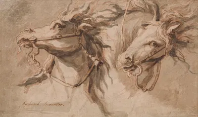 Two Horses' Heads by John Michael Rysbrack — digital art print download
