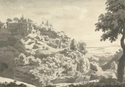 Tivoli Above the Casade by Jonathan Skelton, 1758 — digital art print download