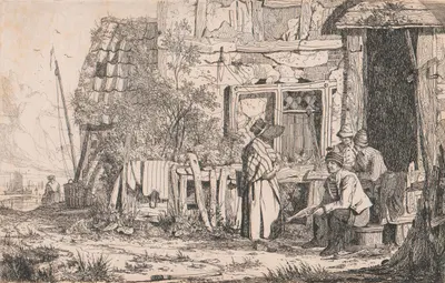 Cottage with People by Джозеф Стэннард — digital art print download