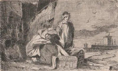 Fisherfolk Mending Their Nets by Джозеф Стэннард — digital art print download