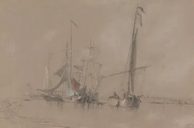 Shipping off the Coast near Corton by Джозеф Стэннард — digital art print download