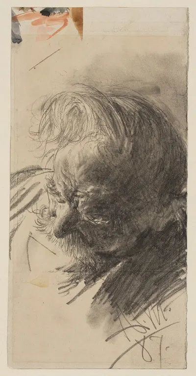 Kopfstudie eines bärtigen alten Mannes by Адольф фон Менцель, 1887 — digital art print download