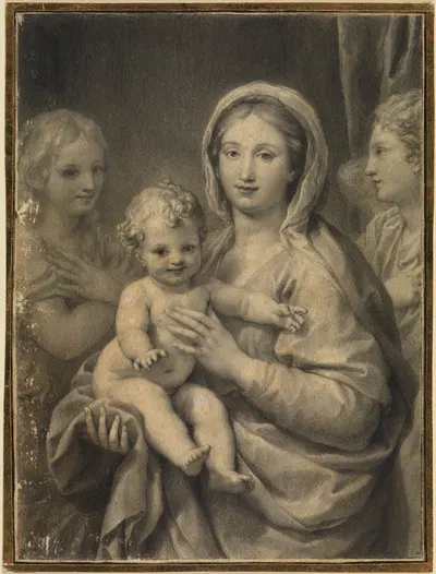 Madonna mit dem Kind und zwei Engel by Антон Рафаэль Менгс — digital art print download