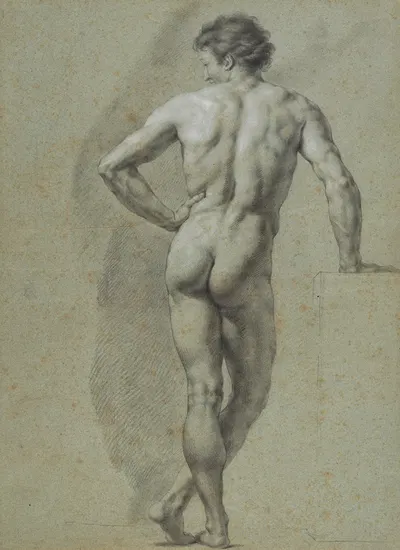 Stehender Rückenakt, den linken Arm eingestützt by Антон Рафаэль Менгс — digital art print download