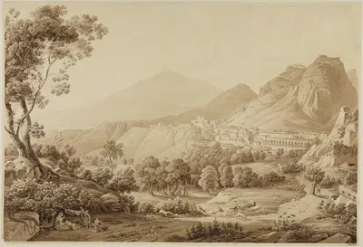 Taormina auf Sizilien mit Blick auf den Ätna by Carl Ludwig Frommel, 1816 — digital art print download