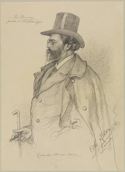 Karlsruher Strassen-Studie; Bildnis Kammersänger Hauser by Кристиан Вильгельм Аллерс, 1892 — digital art print download