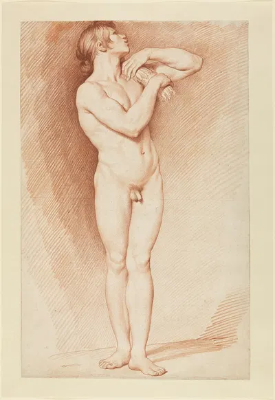 Stehender männlicher Akt mit erhobenen Armen by Эдме Бушардон — digital art print download