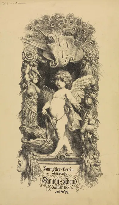 Einladung des Karlsruher Künstlerkreises zu einem Damenabend by Ferdinand Keller, 1883 — digital art print download