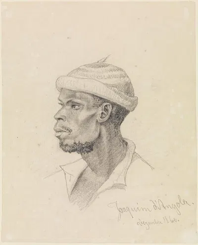 Kopfstudie des Joaquim d'Angola, im Profil nach links gewendet by Ferdinand Keller, 1860 — digital art print download