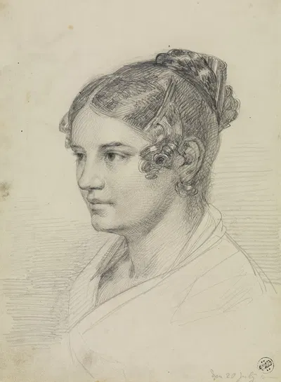 Brustbildnis einer jungen Frau, im Halbprofil nach links gewendet by Friedrich Mosbrugger, 1827-1829 — digital art print…
