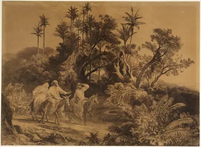 Abrahams Einzug ins gelobte Land (1. Mose 12, 5ff) by Johann Wilhelm Schirmer, 1855 — digital art print download