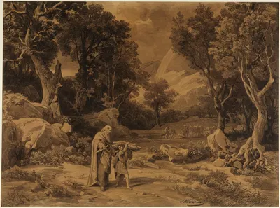 Der Gang zum Opfer (1. Mose 22, 6) by Иоганн Вильгельм Ширмер, 1855 — digital art print download