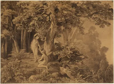 Der Sündenfall (1. Mose 3, 6) by Иоганн Вильгельм Ширмер, 1855 — digital art print download