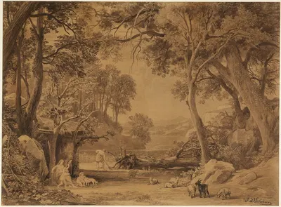 Die Arbeit (1. Mose 3, 19) by Иоганн Вильгельм Ширмер, 1855 — digital art print download