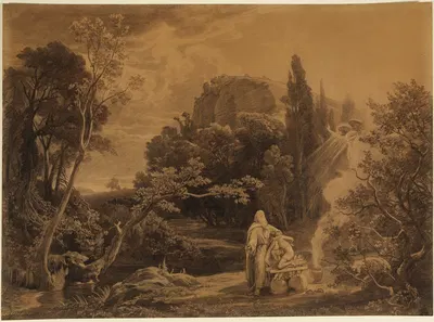 Die Opferung Isaaks (1. Mose 22, 11-12) by Иоганн Вильгельм Ширмер, 1855 — digital art print download