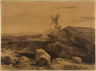 Die Rettung der Hagar (1. Mose 21, 17) by Иоганн Вильгельм Ширмер, 1855 — digital art print download