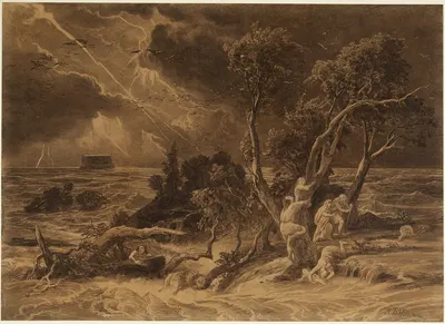 Die Sintflut (1. Mose 7, 23) by Иоганн Вильгельм Ширмер, 1855 — digital art print download