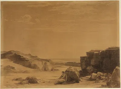 Hagar in der Wüste (1. Mose 21, 16) by Иоганн Вильгельм Ширмер, 1855 — digital art print download