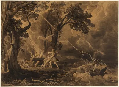 Kain erschlägt Abel (1. Mose 4, 8) by Иоганн Вильгельм Ширмер, 1855 — digital art print download