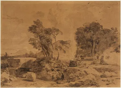 Kains und Abels Opfer (1. Mose 4, 4-5) by Иоганн Вильгельм Ширмер, 1855 — digital art print download