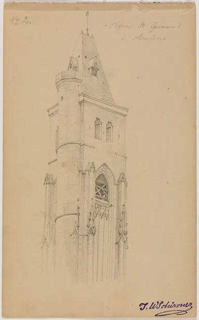 L'Eglise St. Germain à Amiens, fol. 2 by Иоганн Вильгельм Ширмер, 1836 — digital art print download
