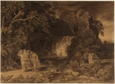 Loths Flucht (1. Mose 19, 24-26) by Иоганн Вильгельм Ширмер, 1855 — digital art print download