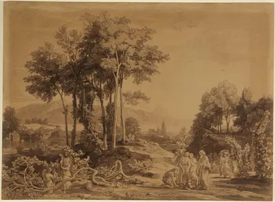 Noah pflanzt Weinberge (1. Mose 9, 20) by Иоганн Вильгельм Ширмер, 1855 — digital art print download