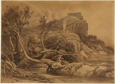 Noahs Dankopfer (1. Mose 8, 20) by Иоганн Вильгельм Ширмер, 1855 — digital art print download