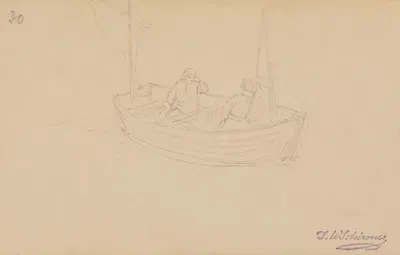 Zwei Männer im Kahn, fol. 30 by Иоганн Вильгельм Ширмер, 1836 — digital art print download