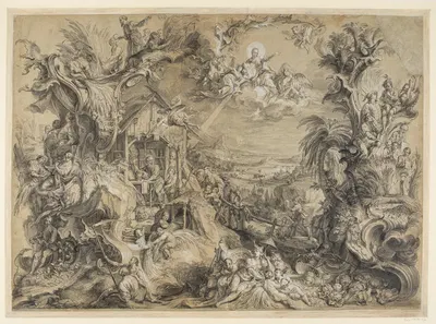 Die Verherrlichung des Sommers mit dem heiligen Hieronymus by Иоганн Вольфганг Баумгартнер — digital art print download
