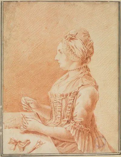 Dame mit der Handarbeit by Josef Melling — digital art print download